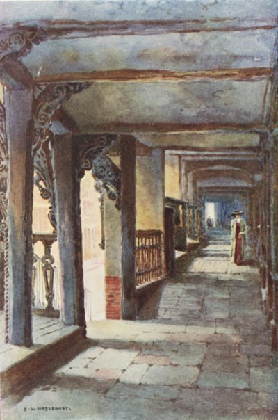 The Rows, Watergate Street (färg litho) av Ernest William Haslehust