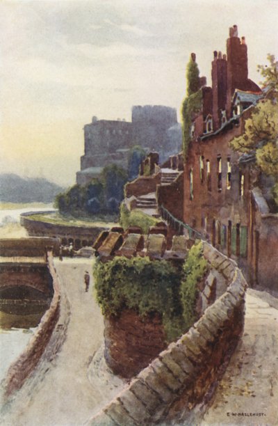 The Walls near Bridgegate (färg litho) av Ernest William Haslehust