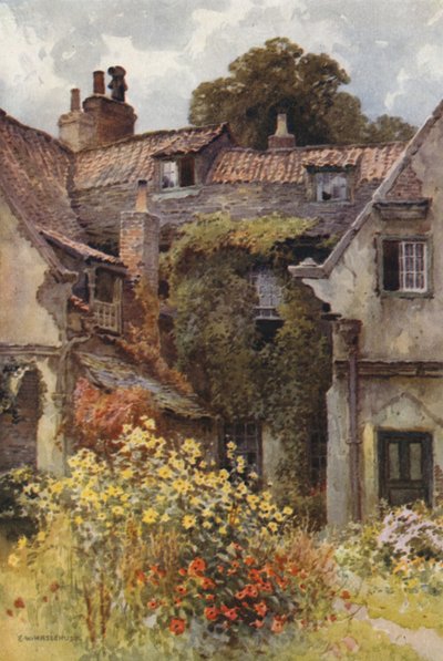Thorp Prebendal House, Ripon (färg litho) av Ernest William Haslehust