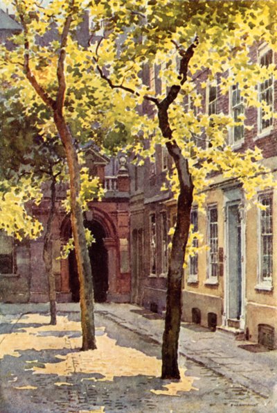 Garderobsplats, Blackfriars (färg litho) av Ernest William Haslehust