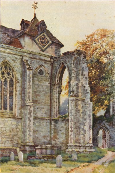 Winchelsea Church (färg litho) av Ernest William Haslehust