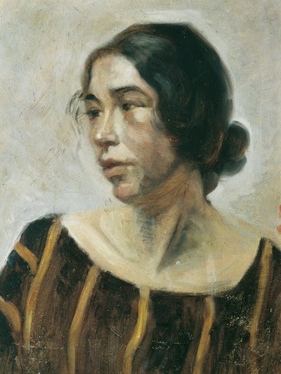 Dam i randig klänning av Ernestine von Hüttenbrenner