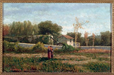Landsbygdslandskap, Italien (Landskap, Italien) Målning av Ernesto Rayper (1840-1873) Dim 26x40 cm Genes, Galleria d