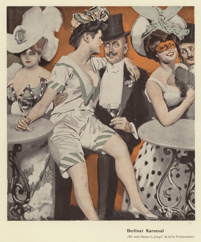 Berlin karneval (färg litho) av Ernst (after) Heilemann