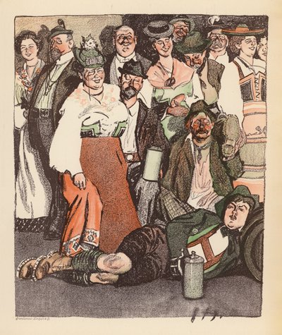 Illustration för Berliner Balle von Rideamus (färglitografi) av Ernst (after) Heilemann