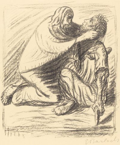 Välsignade är de barmhärtige, publicerad 1916. av Ernst Barlach