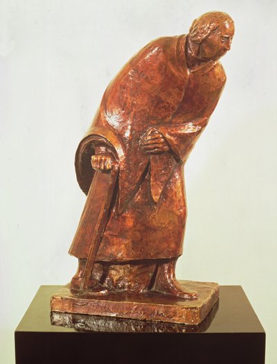 Gammal kvinna med en käpp, 1913 (brons) av Ernst Barlach