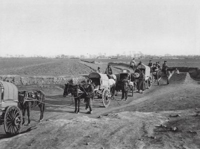 Chihli, nordkinesiska resandevagnar på Pekings slätt (svartvitt foto) av Ernst Boerschmann