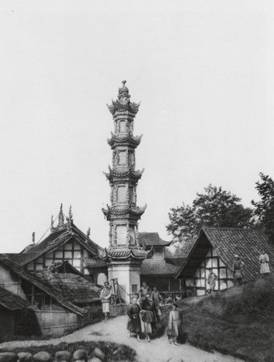 Kiungchou, Szechuan, By (svartvitt foto) av Ernst Boerschmann