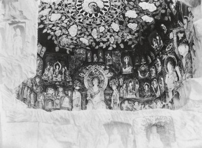 Kuangyuanhien, Tsien fo ai, Szechuan, Kapellet vid de 1000 Buddhas klippor (svartvitt foto) av Ernst Boerschmann