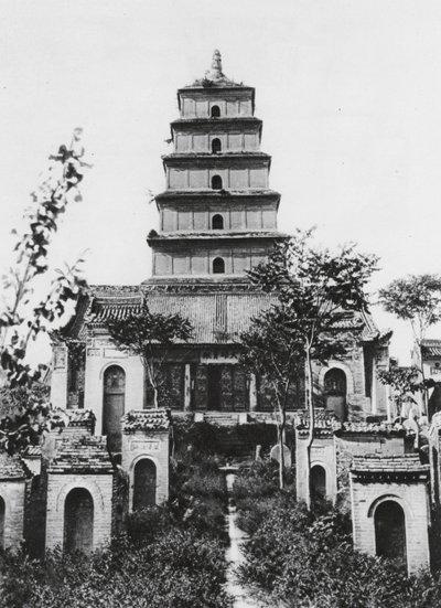 Sianfu, Ta yen ta, Shensi, Stora vildgåspagoden (svartvitt foto) av Ernst Boerschmann