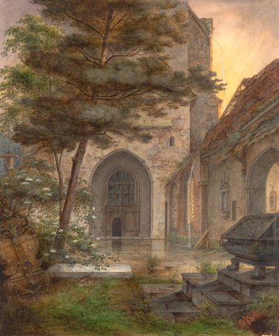 En kyrkas portal, första hälften av 1800-talet. av Ernst Ferdinand Oehme