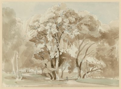 Trädgrupp i Villa Borgheses park i Rom av Ernst Fries