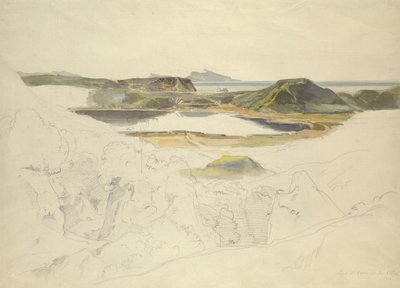 Lake Agnano (penna och akvarell på papper) av Ernst Fries