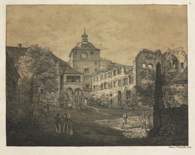 Sex utsikter över Heidelbergs slott: Slottsterrassen, 1820. av Ernst Fries