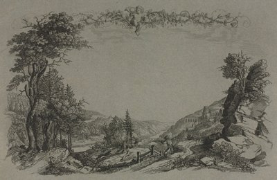 Sex vyer av Heidelbergs slott: Omslag, jaktscen av Ernst Fries