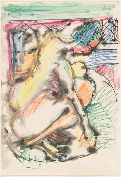 Erna badar i badkar, 19131914. av Ernst Ludwig Kirchner