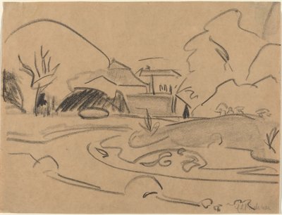 Gångstigar och paviljong i Dresden Grosser Garten, ca. 1909. av Ernst Ludwig Kirchner
