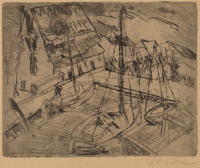 Hamnen så Burgstacken, 1913. av Ernst Ludwig Kirchner