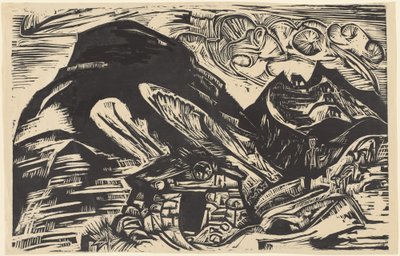 Berg med fjällstuga, 1921. av Ernst Ludwig Kirchner