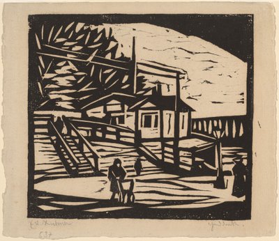 Skjul på stranden av Elbe, 1906. av Ernst Ludwig Kirchner