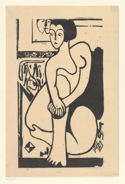 sitter naken av Ernst Ludwig Kirchner (signed by artist)