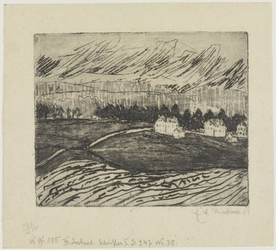 Åkrar och hus i Erzgebirge av Ernst Ludwig Kirchner