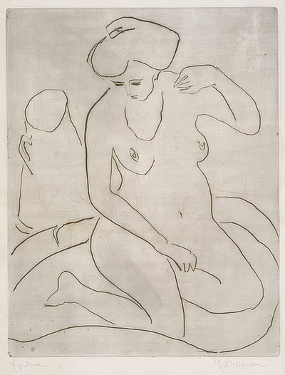 Naken i badkar med halsband. 1909 av Ernst Ludwig Kirchner