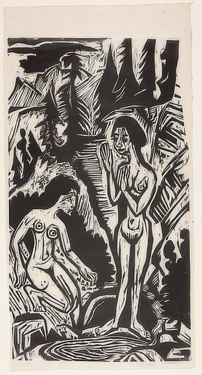 Badande i stenar. 1921 av Ernst Ludwig Kirchner
