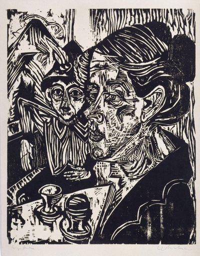 Bondkvinna med pojke vid bordet (fru Schmidt med sonen Martin) av Ernst Ludwig Kirchner
