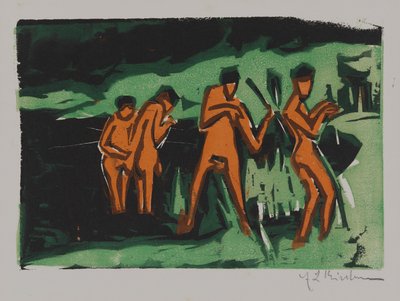 Badgäster som kastar vass av Ernst Ludwig Kirchner