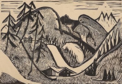 Berglandskap nära Glarus. 1933 av Ernst Ludwig Kirchner