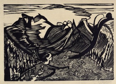 Bergslandskap med alp av Ernst Ludwig Kirchner