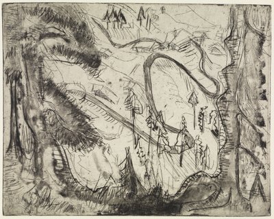 Bergsstig, sett uppifrån av Ernst Ludwig Kirchner