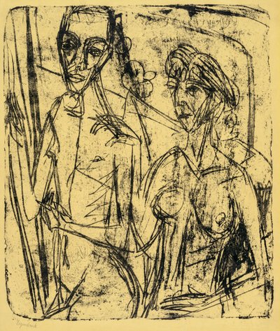 Par i rummet, naken man med kvinna av Ernst Ludwig Kirchner
