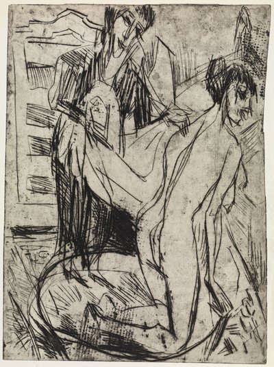 Tre figurer/En kvinna torkar av en badande av Ernst Ludwig Kirchner