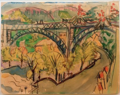 E.L. Kirchner, järnvägsbro / 1916 av Ernst Ludwig Kirchner