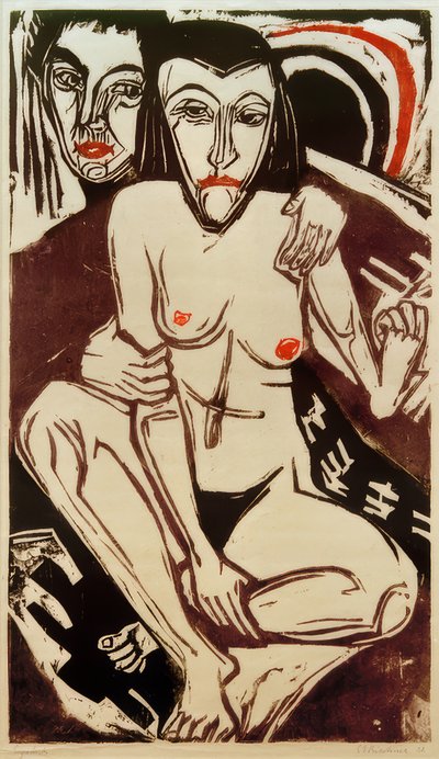 E.L. Kirchner, Melankoli (självporträtt med Erna) av Ernst Ludwig Kirchner
