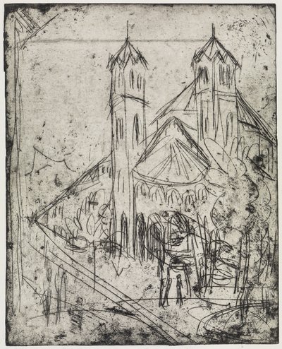Hörn vid vinterträdgården/Sankt Gereons kyrka i Köln I av Ernst Ludwig Kirchner