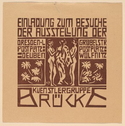 Inbjudan till en utställning av Konstnärsgruppen Brücke av Ernst Ludwig Kirchner