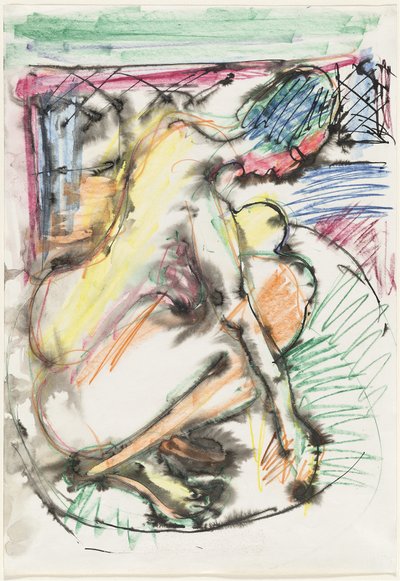 Erna badar i badkar av Ernst Ludwig Kirchner