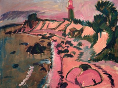 Fehmarn-kusten med fyr av Ernst Ludwig Kirchner