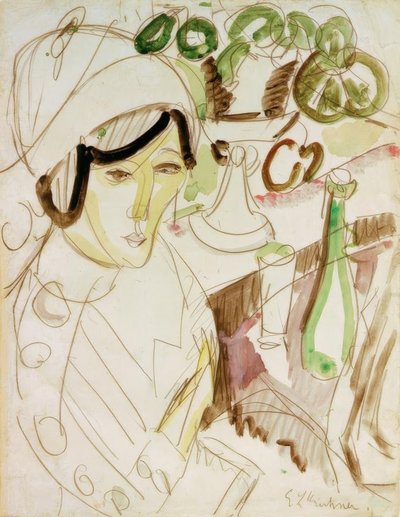 Kvinna med en rund hatt (Erna) av Ernst Ludwig Kirchner