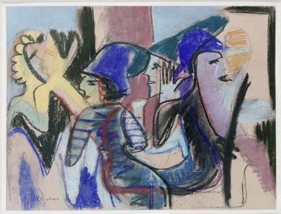Fem personer på kafé av Ernst Ludwig Kirchner
