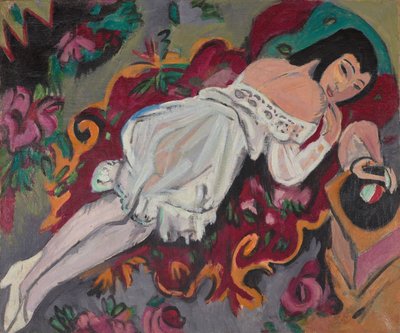 Flicka i vit underklänning av Ernst Ludwig Kirchner