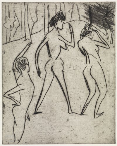 Badande som går in i skogen/Hippodrom av Ernst Ludwig Kirchner