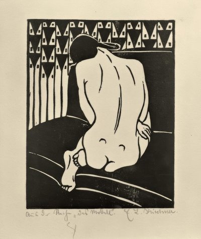 Hukande handling, sedd bakifrån av Ernst Ludwig Kirchner