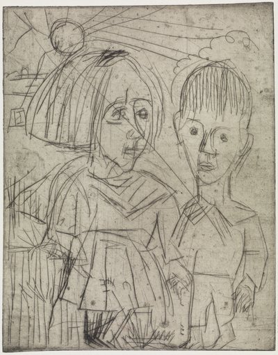 Barn vid solnedgången / Människor på berget av Ernst Ludwig Kirchner