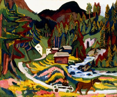 Landskap på våren, Sertig, 1924-25 av Ernst Ludwig Kirchner