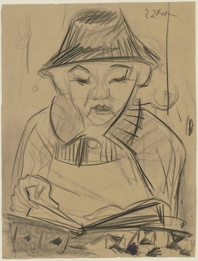 En pojke som läser av Ernst Ludwig Kirchner
